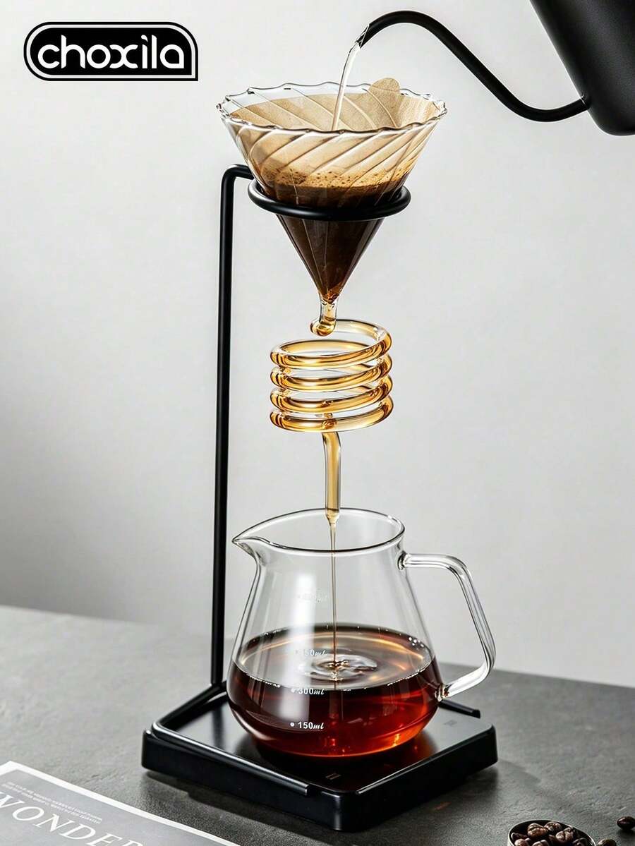 choxila 1pc Hand Stand Vintage Coffee Hand Pot Metal Stand Drip Glass Filter Cup Holder Universal - Black - View 1