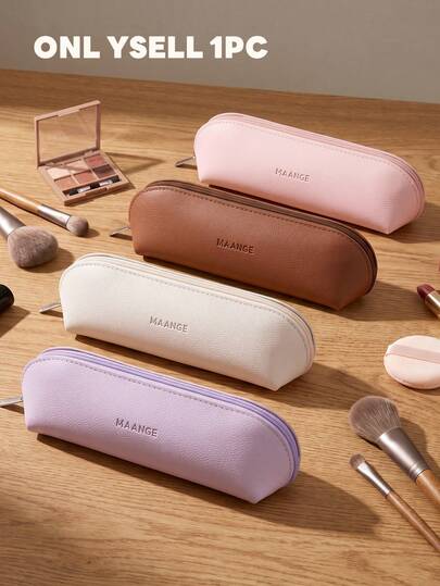 MAANGE 1pc Portable Travel Zipper Makeup Bag, Multi-Functional Makeup Brush Holder Storage Bag, Makeup Tools