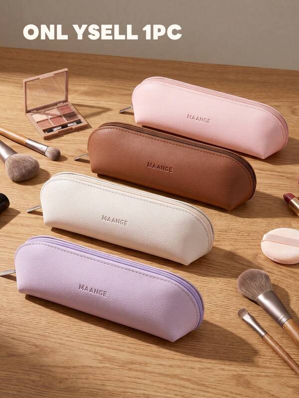 MAANGE 1pc Portable Travel Zipper Makeup Bag, Multi-Functional Makeup Brush Holder Storage Bag, Makeup Tools