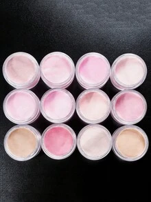 12色 DIY 美甲壓克力粉末套組，裸粉系列，高光澤專業聚合物粉末，3D 美甲雕塑，自製美甲延長 - 彩色 - 查看 2