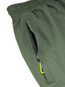 Hidkat Men's Detachable Outdoor Hiking Shorts/Pants, Zipper Elastic Waist, Multiple Zipper Pockets, Cargo Pants, Summer/Autumn - Army Green - View 4