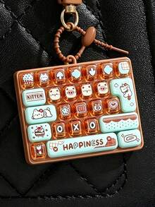 1Pc Mini Keyboard Keychain, Keyboard Shape Bag Charm, Cartoon Key Fob, Portable Bag Pendant, Backpack Accessory, Decorative Keyring - Multicolor - View 1