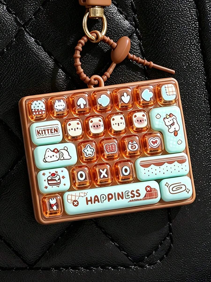 1Pc Mini Keyboard Keychain, Keyboard Shape Bag Charm, Cartoon Key Fob, Portable Bag Pendant, Backpack Accessory, Decorative Keyring - Multicolor - View 1