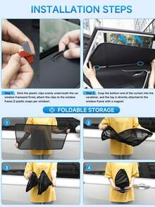 Car Window Sun Shade, Side Window Breathable Mesh Sun Shade, UV Protection & Heat Insulation, Universal Fit For Most Car Models, Magnetic Installation, Suitable For Camping, Travel, Napping - A - View 4