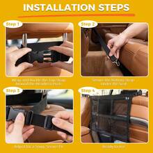 EIGIIS Black Car Pet Barrier, Double Layer Mesh Pet Net With Storage Pockets, Tool-Free Installation SUV And Sedan Dog Divider, Anti-Scratch Car Back Seat Partition, Prevent Distracted Driving - A - View 4