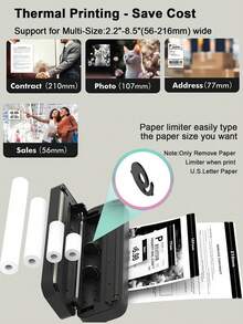 Portable A4 Thermal Printer, Wireless Bluetooth Inkless Document Printer, A4 Thermal Roll Paper And Folded Thermal Paper Optional, Black/White Printer, Suitable For Travel, Office, Home, Mobile Office, Learning - Multicolor - View 6