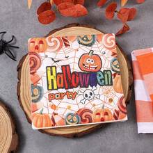 20pcs Halloween Printed Napkins, Pumpkin Skull Spider Web Candy Pattern Napkins, Suitable For Holiday Party Restaurant Table Decoration - - Compatible With Halloween Decorations - Horror Theme Tableware, Holiday Tableware, Trick Or Treat Party Napkins, Theme Event Decoration, Double Layer Paper - Multi-color - View 7