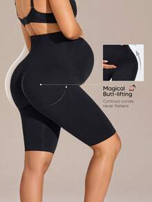 Maternity Soft Elastic Waist Comfortable Belly Support Shorts - Black - View 2