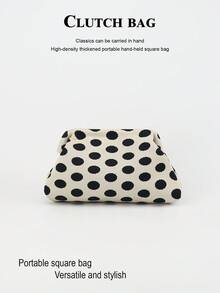 Tas Kosmetik Bingkai Logam Motif Leopard Hitam Putih, Tas Penyimpanan Portabel Kapasitas Besar dari Kain Rajut, Kantong Kosmetik Genggam untuk Perjalanan - MultiWarna - View 6