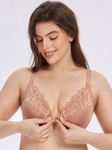 MELENECA Women's Racerback Front Closure Full Coverage Unlined Plus Size Underwire Bra - Maroon - View 7
