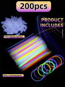 30/50/100/200pcs (Includes Connectors + Glow Sticks) Colorful Glow Bracelets, Disposable Glow Sticks For Concerts, Parties, Camping, Outdoor Events - Multicolor - View 12