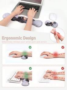 3 PCS Computer Mouse Pads For Desk With Coaster Set, Non-Slip Keyboard Wrist Rest And Mouse Pad Set, Ergonomic Design - View 5