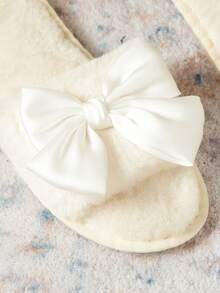 Women's Bow Decor Casual Daily Home Half-Slip Slippers - White - View 5