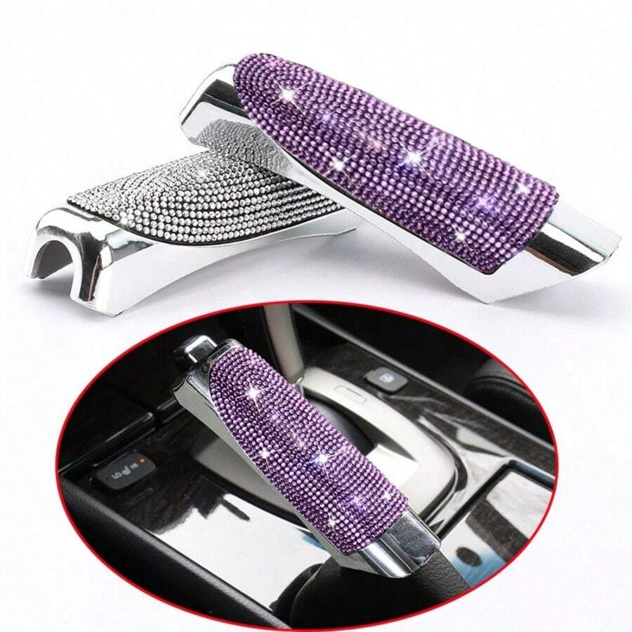 Hand Brake Handle Cover, Car Hand Brake Protector, Made Of High-Quality ABS Plastic, Full Rhinestone Hand Brake Protective Cover Decoration, Durable, Suitable For Car And SUV Interior Accessories
