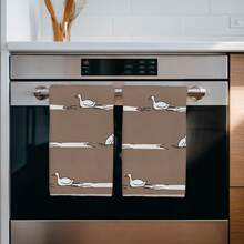 2PCS Kitchen Towels Brown Background Duck Playing In Water Pattern, Ultra-Fine Fiber Material Soft Kitchen Towels Dish Cloths, Hand Towels, Tablecloths, Kitchen Decor, Kitchen Cleaning, Bathroom Cleaning, Holiday Party Decor, Kitchen Bathroom Supplies Home Essentials, Home Decor, Housewarming Gift - Grey - View 5