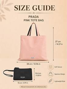 Prada Pink Tote Bag, Large Bag With A Matching Coin Purse, Soft Fabric And Spacious Capacity, Suitable For Daily Commuting - Pink - View 4
