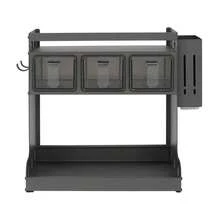 YUNRUX Estante para especias de cocina para encimera o montaje en pared, estante para especias de tres niveles - Gris - Ver 5