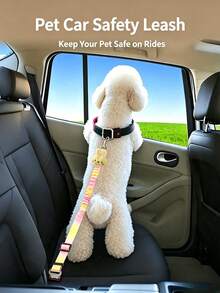 2pcs Elastic Pet Car Safety Belt, Macaron Gradient Color Safety Leash, Decorated With Cute Rabbit And Bowknot, Shock-Absorbing Design, Suitable For Cat And Dog Travel, Pet Safety Leash - Multicolor - View 10