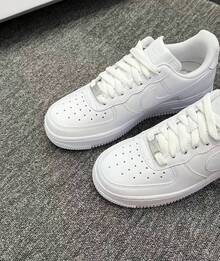 Nike Air Force 1 Low Pure White Low Top Leather Skateboard Style Sneakers - 白色 - 查看 3