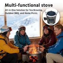 Outdoor Stove, Grill, Leisure Camping Stove, Portable Outdoor Stove, For Tea Brewing, Heating, Barbecue, Cooking, Picnic, Heating, Barbecue And Camping, Christmas, Halloween, Easter, Thanksgiving, No Ignition Function [Non-Food Contact] - Round Furnace - View 5