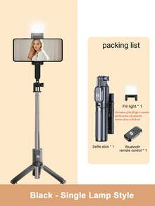 69cm Bluetooth Selfie Stick With LED Light, Portable Mini Bluetooth Selfie Stick With Multi-Angle Adjustable Tripod, Non-Slip Silicone Clamp Pad, Secure Grip Without Damaging Phone, Suitable For Live Streaming, Group Photos And Travel, Supports Wireless Remote Control, Dual-Use Handheld Selfie + Floor Stand, Compatible With Most Smartphones, Essential For Outdoor Adventures - A - View 12