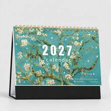 1pc Van Gogh Style 2D Art Cover Desk Calendar, Classic Paintings Presenting Dreamy Landscapes, Adding Artistic Atmosphere To Daily Office, School And Company Scenes. Can Be Used For Schedule Planning And Monthly Organization, Helping You Arrange Your Life Orderly. 2027 New Start, "INHALE CHAOS, EXHALE CONSTELLATIONS" Inspires The Beginning Of A Wonderful Year. - Desk Calendar - View 11
