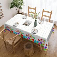 1件裝彩色氣球波點生日風長方形桌布，適合野餐或派對裝飾、餐廳裝飾、廚房裝飾，生日派對與居家裝飾 - 彩色 - 查看 11
