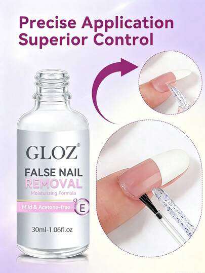 GLOZ 30ml Precise Nail Polish Remover, Suitable For Press-On Nails, Multi-Purpose Nail Polish Remover, Gentle Removal Of Gel Manicure, Non-Acetone Nail Polish Remover