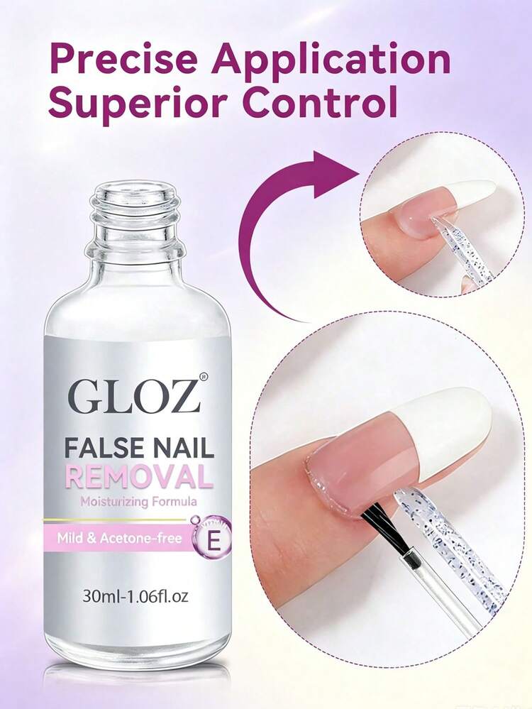GLOZ Penghapus Kuteks Presisi 30ml, Cocok untuk Kuku Tempel, Penghapus Kuteks Serbaguna, Penghapus Kuteks Gel yang Lembut, Penghapus Kuteks Bebas Aseton - Clear - View 1