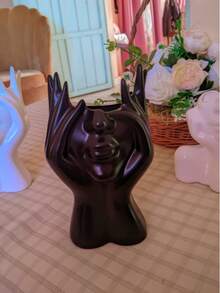 1 pieza Soporte para brochas de maquillaje con forma de Body humano hecho a mano de resina, organizador de cosméticos de escritorio escultórico único, cesta de almacenamiento para tocador de dormitorio y baño, regalo lindo para volver a la escuela, decoración de habitación, esencial para dormitorio universitario y apartamento - Multicolor - Ver 2