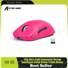 ATTACK SHARK X8 SE Gaming Mouse, Back To School Computer Accessories, Lightweight 59g Wireless Mouse With 25K DPI Optical Sensor, Tri-Mode Connection 2.4G Bluetooth Wired, Rechargeable 500mAh Battery, 5 Programmable Buttons - View 3