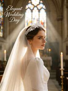 1pc Grace Fashionable & Exquisite Alloy Crown Headband For Wedding Party Decoration For Women Elegant Tiaras - Silver - View 4