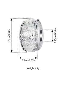 Bamoer Winter Ice Series Silver Charms, Snowflake Iridescent Moon Glass Beads Fit Bracelet DIY Accessories - Silver - View 16