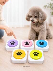 1pc/4pcs Dog Voice Button Communicator, 8-Color Recordable Buttons Set, Dog Training Communication Sound Button, 30s Recording Pet Training Buzzer Button - Multicolor - View 6