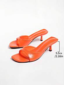 2026 Spring/Summer New Women's Shoes, Mule Style Mid/Low Heel Sandals,Kitten Heels - Burnt Orange - View 11