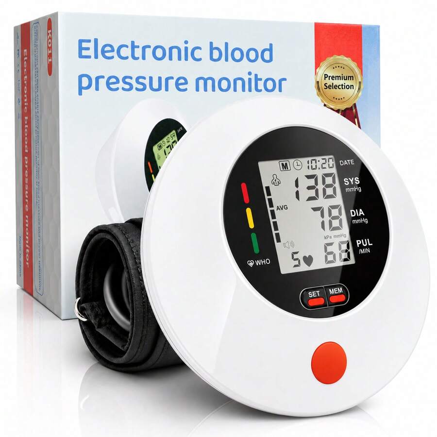 MOOD LIGHT Automatic Upper Arm Blood Pressure Monitor With LED Large Screen Display, Voice Broadcast Function, 2x99 Memory Storage, Adjustable Cuff, One-Button Measurement, Heart Rate Monitoring, A Must-Have For Home Health Care - Blood Pressure Monitor Set - View 1