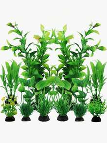 Artificial Aquarium Plants, Aquatic Plants, Fake Plant Flowers Decoration, Suitable For All Fish, Freshwater Fish Tank And Large Fish Tank Decoration, Aquarium Accessories - Green - View 2