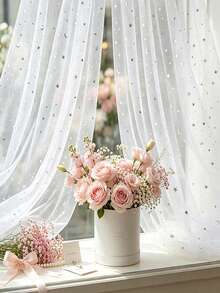 1pc, 2m, 3 Meters, 4m Long Colorful Star Moon Sequin White Mesh Tulle Fabric, Suitable For Birthday Party, Wedding Arch Decoration, Ceremony Backdrop Decoration, Various Banquet Hanging Decoration, Bachelor Party, Social Dance, Anniversary, Valentine's Day, Halloween, Christmas, Dessert Table Arrangement, Aisle/Hanging/Table & Chair Decoration, Home Hanging Curtain Decoration, DIY Cuttable, Multi-Functional Decorative Craft Fabric - White Star Moon Tulle - View 14