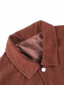 Boys' Vintage Corduroy Jacket, Thickened Loose Fit Jacket For Autumn/Winter - Brown - View 8