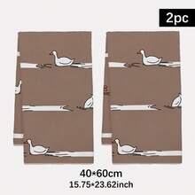 2PCS Kitchen Towels Brown Background Duck Playing In Water Pattern, Ultra-Fine Fiber Material Soft Kitchen Towels Dish Cloths, Hand Towels, Tablecloths, Kitchen Decor, Kitchen Cleaning, Bathroom Cleaning, Holiday Party Decor, Kitchen Bathroom Supplies Home Essentials, Home Decor, Housewarming Gift - Grey - View 2