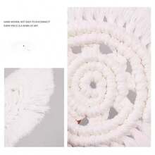 1pc Nail Art Photography Tassel Mat, Round Tassel, Tablecloth Protector, White Placemat, Woven Table Mat, Room Decor, Desktop Decoration, Heat Resistant - Multicolor - View 9