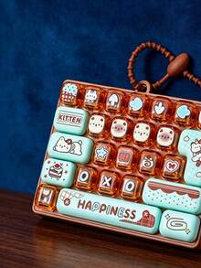 1Pc Mini Keyboard Keychain, Keyboard Shape Bag Charm, Cartoon Key Fob, Portable Bag Pendant, Backpack Accessory, Decorative Keyring - Multicolor - View 4