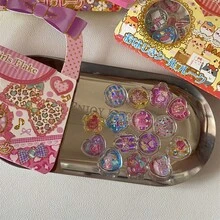 15pcs Y2k Crystal Marbles Laser Sparkling Heart-Shaped Animal Mobile Phone Case Stickers Stationery - Color - View 12