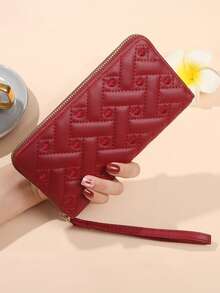 Dompet Panjang Wanita, Desain Hati Kotak-kotak Minimalis, Dompet Koin dengan Banyak Slot Kartu, Cocok untuk Penggunaan Sehari-hari dan Hadiah Liburan - MultiWarna - View 9