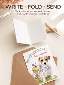 1pc Customized Watercolor Hand-Painted Greeting Cards, Personalized Pet Photo Watercolor Dog Birthday Cards, Personalized Puppy Name Blessing Cards With Envelopes, Invitation Cards For Pet Dog Birthday Parties As A Commemorative Gift. - Multicolor - View 8