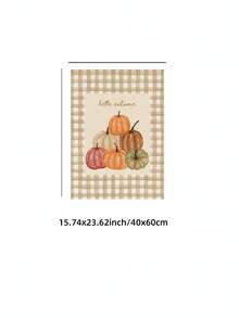 1pc Frameless Hello Fall Plaid Canvas Poster, Cozy Neutral Autumn Wall Art Decor For Kitchen, Bedroom, Dorm Essentials, Funky Vintage Prints For Back To School, College Room - Pumpkin - View 14