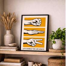 1pc Lets Handle This Like Adults Rock Paper Scissors Wall Art Canvas Poster Prints Funny Game Quotes Painting Artwork Picture Giclee Print Bar Office Game Room Living Room Home Decors Unframed Or Framed/Wooden Hanging - Pattern - View 5