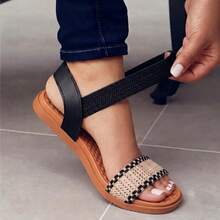 ALLEAN Flat Sandal With Elastic. - BLACK TRICOOR - View 1