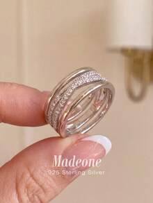 MADEONE 1枚925纯银复古线条缠绕戒指，男女皆宜，可搭配日常服饰或作为派对配饰。高品质戒指，精致珠宝礼品。 - 款式12 - 查看 5