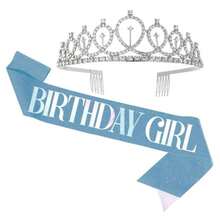 Rhinestone Birthday Party Set, Crown, Birthday Queen Sash, Women's Happy Birthday Hair Accessories, Ball Gift, Decoration, School Essential - Multicolor - View 5